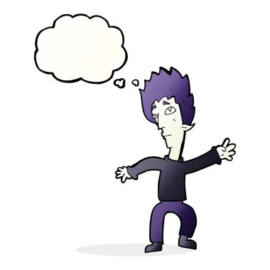 Düşünce baloncuğu olan vampir adam.