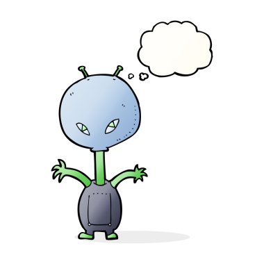 Düşünce baloncuğu olan uzaylı çizgi film