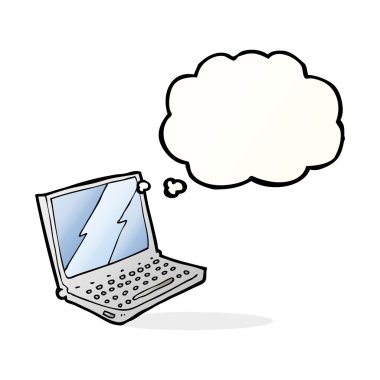 Düşünce baloncuklu dizüstü bilgisayar