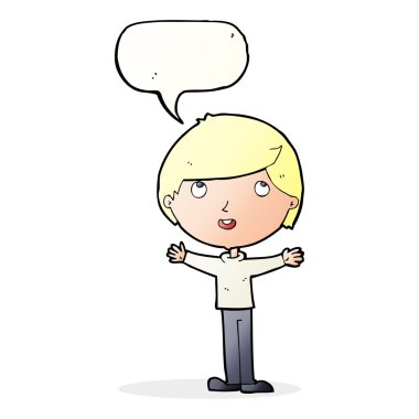 çizgi film mutlu çocuk konuşma balonu ile