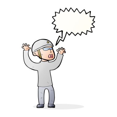 karikatür güvenliği konuşma baloncuğuyla panikliyor