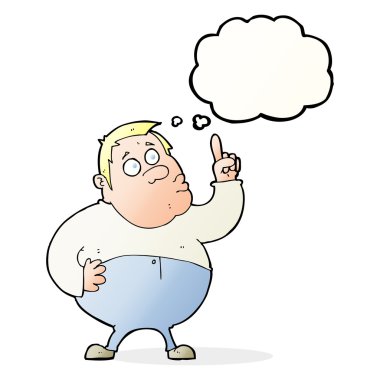 Çizgi filmdeki adam düşünce balonuyla soru soruyor.