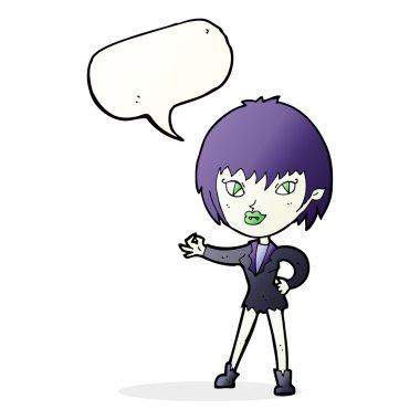 Konuşma baloncuğu olan vampir kız.