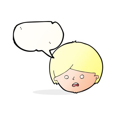 Konuşma balonu olan mutsuz çocuk çizgi filmi.