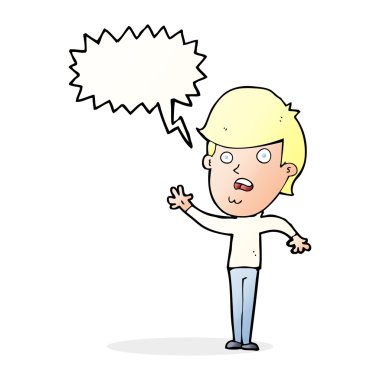 Konuşma balonu olan mutsuz çocuk çizgi filmi.