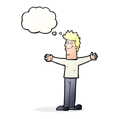 çizgi film mutlu adam düşünce baloncuğu ile