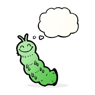 Düşünce baloncuklu çizgi film tırtılı