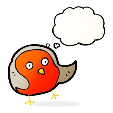 Düşünce baloncuklu çizgi robin