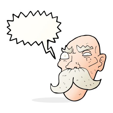 karikatür kızgın yaşlı adam konuşma baloncuğu ile