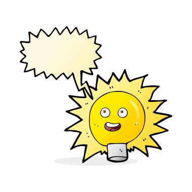 çizgi film elektrik ampulü ile konuşma balonu