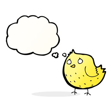 Düşünce baloncuklu çizgi film kuşu