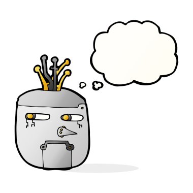 Düşünce baloncuklu robot kafası