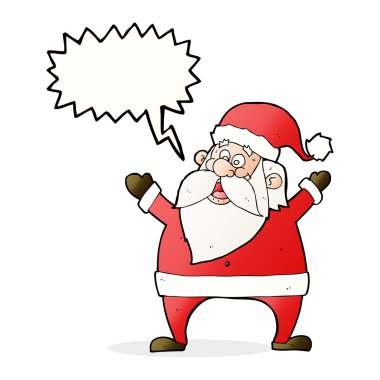 Konuşma balonlu neşeli Noel Baba çizgi filmi