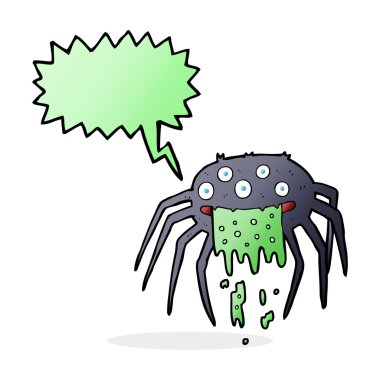 Konuşma balonlu iğrenç cadılar bayramı örümceği çizgi filmi