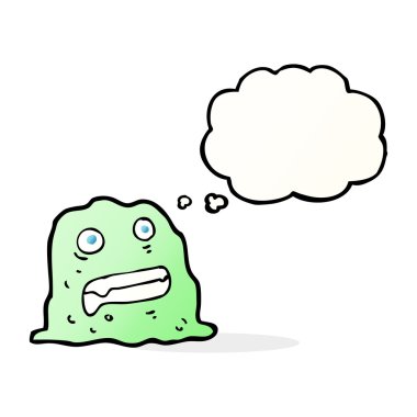 Düşünce baloncuklu çizgi film yaratığı