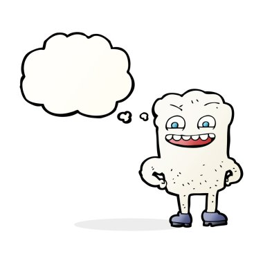 Düşünce baloncuklu mutlu diş çizgi filmi