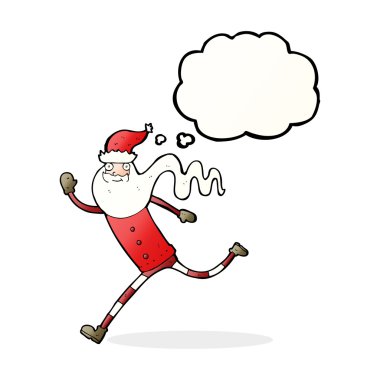 Düşünce baloncuklu Noel Baba 'yı çalıştıran çizgi film