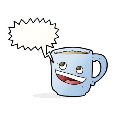 çizgi film kahve kupa ile konuşma balonu