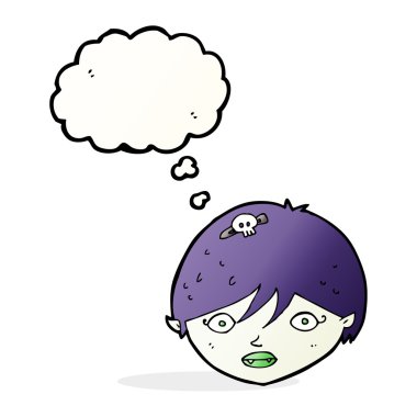 çizgi film vampir yüz düşünce balonu ile