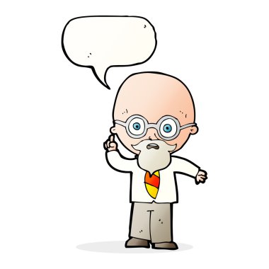 Konuşma baloncuklu çizgi film profesörü