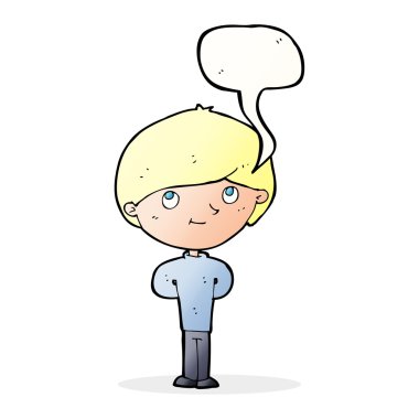 çizgi film mutlu çocuk konuşma balonu ile