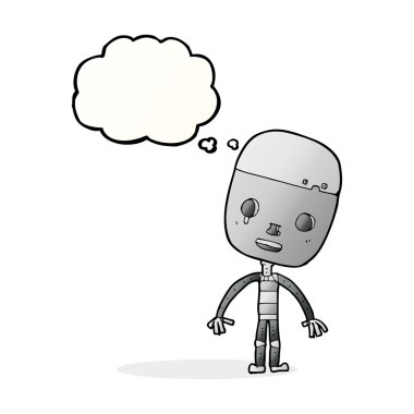 Konuşma balonlu üzgün robot çizgi filmi