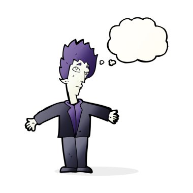 Düşünce baloncuğu olan vampir adam.