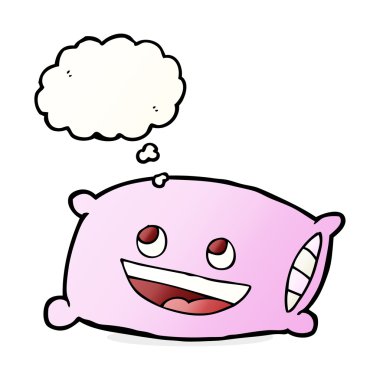 Düşünce baloncuklu çizgi film yastığı