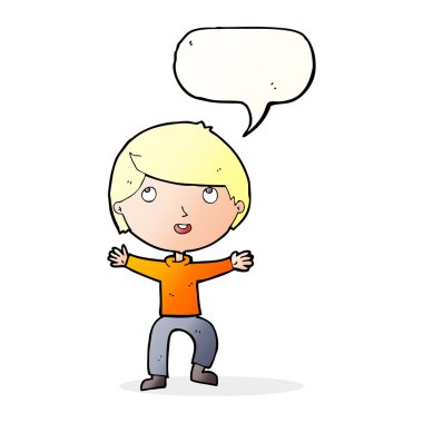 çizgi film mutlu çocuk konuşma balonu ile