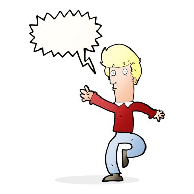 çizgi film konuşma baloncuğu ile acele adam