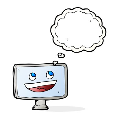 düşünce baloncuklu karikatür bilgisayar ekranı