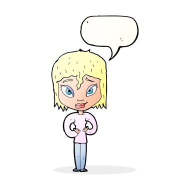 çizgi film memnun kadınla konuşma balonu