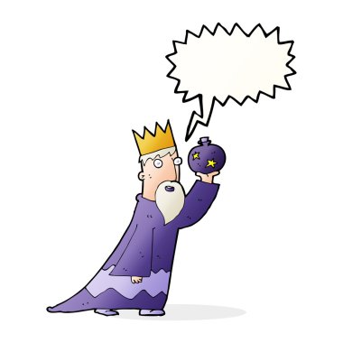 Konuşma balonu olan üç bilge adamdan biri.