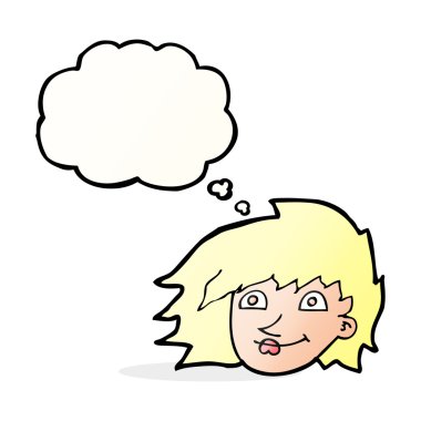 çizgi film kadın yüzü ile düşünce balonu
