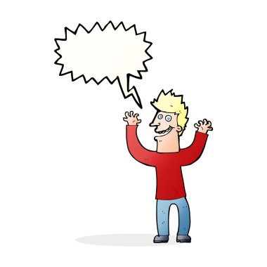 çizgi film heyecanlı adam konuşma baloncuğu ile