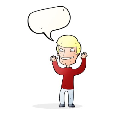 çizgi film heyecanlı adam konuşma baloncuğu ile