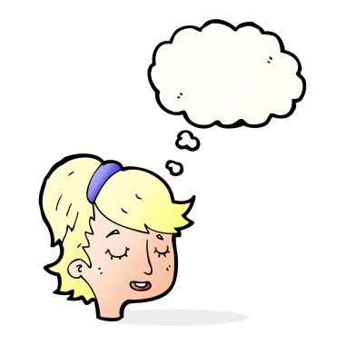 çizgi film oldukça kadın yüzü düşünce balonu ile