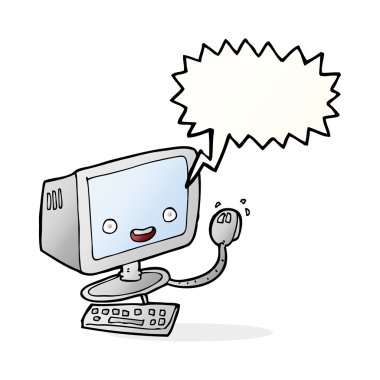 Konuşma baloncuklu çizgi film bilgisayarı