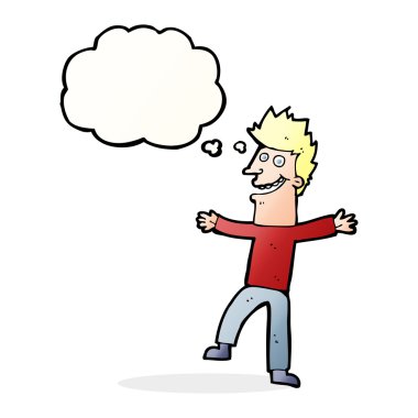 çizgi film mutlu adam düşünce baloncuğu ile