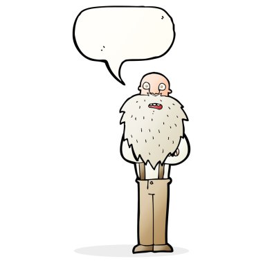 karikatür konuşma balonu ile yaşlı adam sakallı