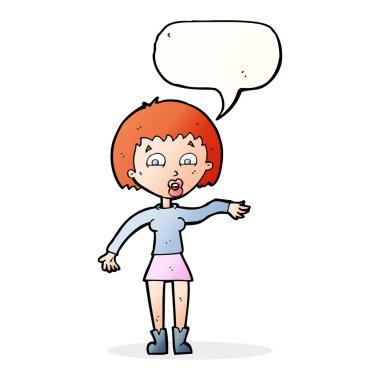 Karikatür, konuşma balonlu kadını şaşırttı.