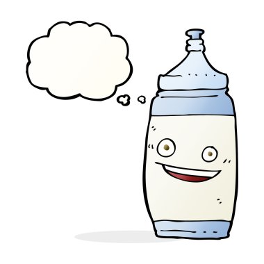 Düşünce baloncuklu çizgi film su şişesi