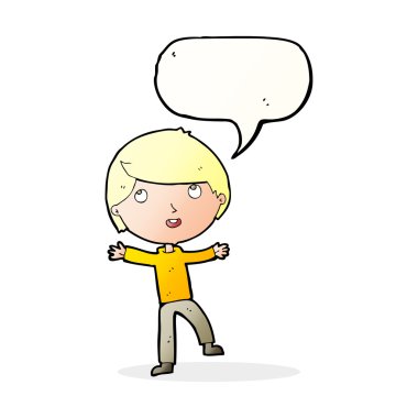 çizgi film mutlu çocuk konuşma balonu ile