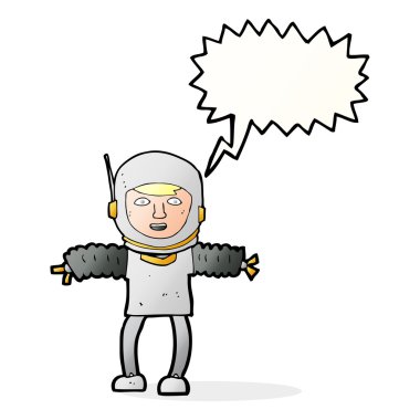 Konuşma balonu olan bir astronot.