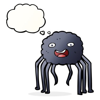 Düşünce baloncuklu çizgi film örümceği