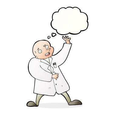 Düşünce baloncuğu olan çılgın bilim adamı.