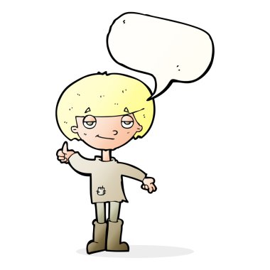 çizgi film çocuk zavallı giyim konuşma simgesiyle Yaşasın vererek