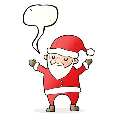 Konuşma baloncuğuyla Noel Baba dans eden çizgi film