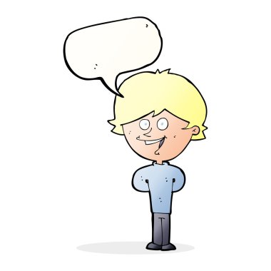 çizgi film mutlu çocuk konuşma balonu ile