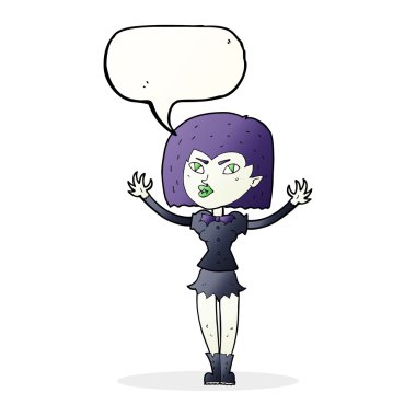 Konuşma baloncuğu olan vampir kız.